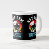 Kat Lym Sarcastic Chef Cat - Bon Appetit Now Leave ジャンボコーヒーマグカップ (正面右)