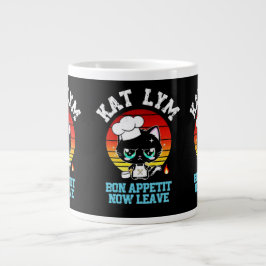 Kat Lym Sarcastic Chef Cat - Bon Appetit Now Leave ジャンボコーヒーマグカップ