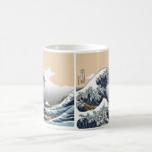 Katagawaを離れた素晴らしい波 コーヒーマグカップ (中央)