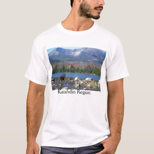 Katahdinの地域のメインのアメリカヘラジカ Tシャツ (正面)