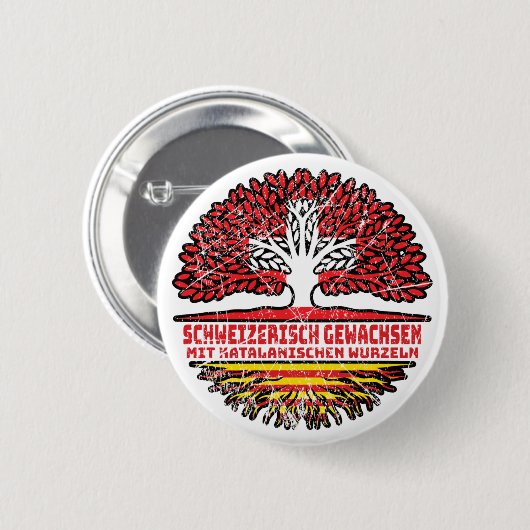Katalonien Katalanisch Schweizer Schweiz Baum 缶バッジ (正面&裏面)
