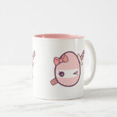 Katanaのかわいいピンクの忍者の卵 ツートーンマグカップ (正面右)