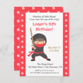 Katanaの子供の誕生日のパーティの招待状を持つ忍者 招待状 (正面/裏面)