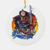 Katanaクールな漫画の入れ墨の記号の日本の武士 セラミックオーナメント (正面)