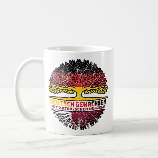 Katar Katarisch Deutsch Deutschland Baum Wurzel コーヒーマグカップ (左)