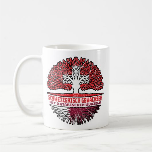 Katar Katarisch Schweizer Schweiz Baum Wurzel コーヒーマグカップ (左)