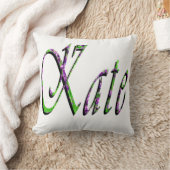 Kate、名前、ロゴ、ホワイトスロークッション クッション (ブランケット)