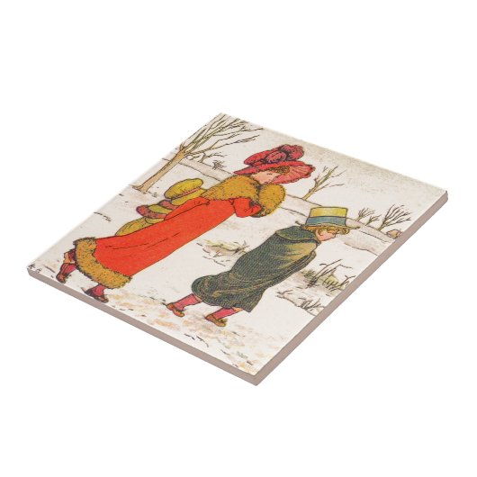 Kate Greenawayの冬場面 タイル (側面)