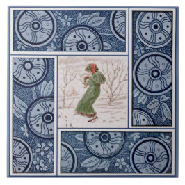 Kate Greenaway Winter for T&R Boote Repro 1880s タイル