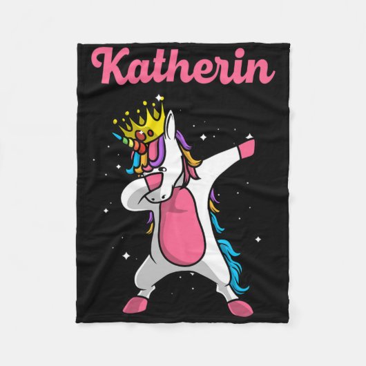 Katherin Name Personalized Birthday Dabbing Unicor フリースブランケット (正面)