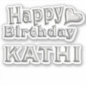 Kathi Happy Birthday silver Aufkleber Sticker シール (正面)