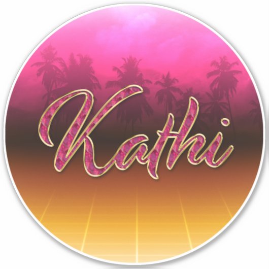 Kathi Vorname Name golden pink Aufkleber Sticker シール (正面)