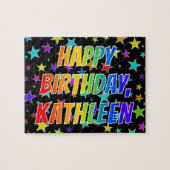 「KATHLEEN」名、おもしろい「ハッピーバースデー」 ジグソーパズル (横)