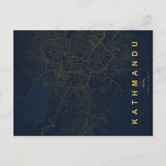 Kathmandu City Nepal Map Minimal Postcard ポストカード (正面)