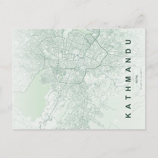 Kathmandu City Nepal Map Minimal Postcard ポストカード (正面)