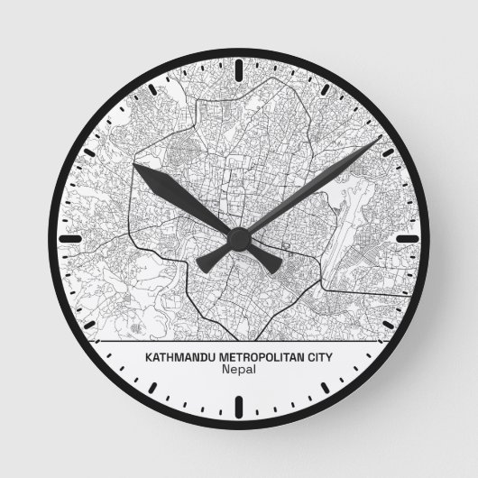 Kathmandu Clock City Line Art ラウンド壁時計 (正面)