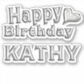 Kathy Happy Birthday silver Aufkleber Sticker シール (正面)