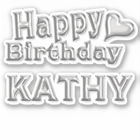 Kathy Happy Birthday silver Aufkleber Sticker シール (正面)
