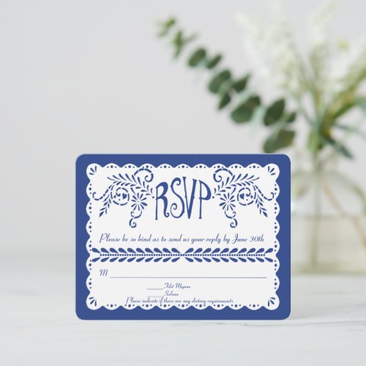 Kati Blueカスタムの両側へのRSVP 出欠カード (スタンド正面)