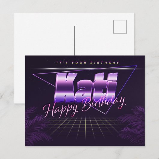 Kati Name Vorname lila Postkarte Geburtstag ポストカード (正面/裏面)