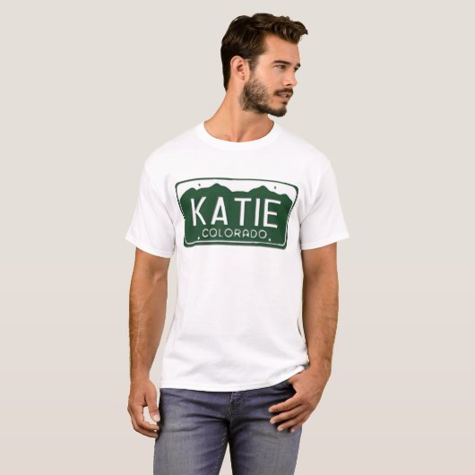 KATIEコロラド州のナンバープレートのTシャツ Tシャツ (正面フル)