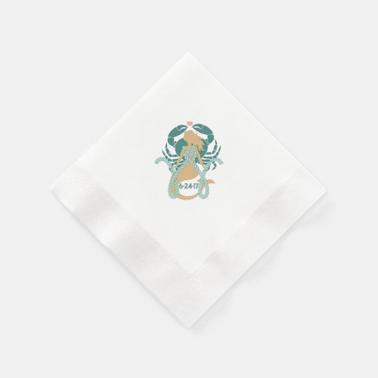 Katie2のマーメイドと海洋生物カクテルナプキン 縁ありカクテルナプキン (角)
