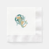 Katie2のマーメイドと海洋生物カクテルナプキン 縁ありカクテルナプキン (正面)