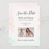 Katie – 水彩パステル日付を保存結婚する 招待状 (正面/裏面)