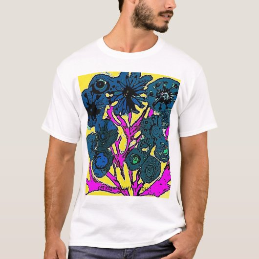 Katie Pfeiffer著モダンなポップアートの花 Tシャツ (正面)