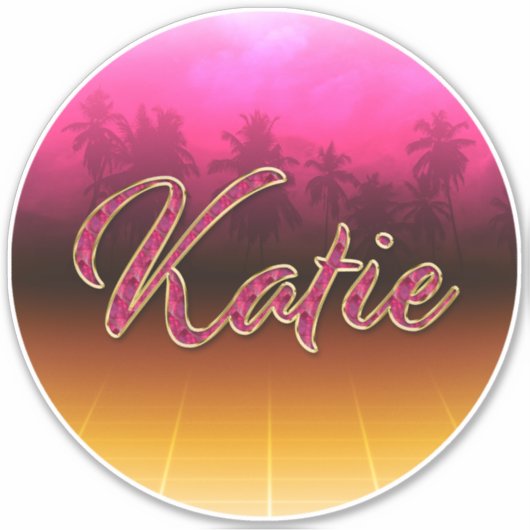 Katie Vorname Name golden pink Aufkleber Sticker シール (正面)