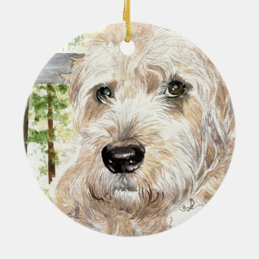 Katie Wheaton柔らかい上塗を施してあるテリア セラミックオーナメント (裏面)