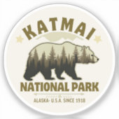 Katmai National Park Alaska Since 1918 シール (正面)