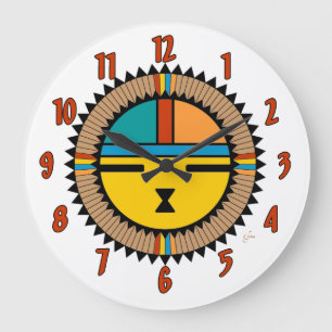 Katsina (Kachina)日曜日は直面します ラージ壁時計