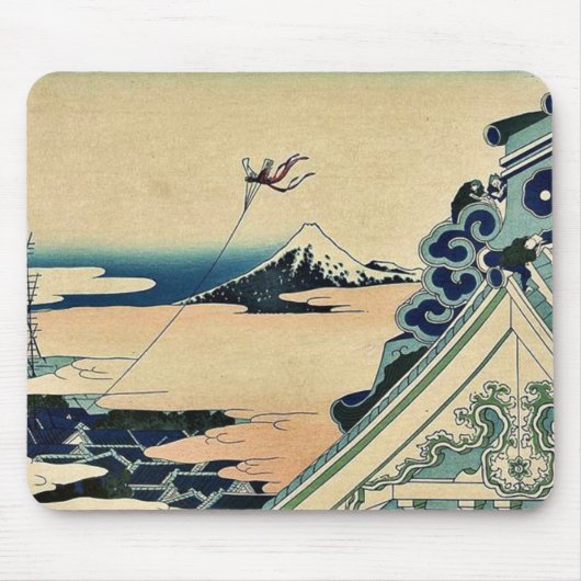 Katsushika、Hokusai著AsakusaのHonganのjiの寺院 マウスパッド (正面)