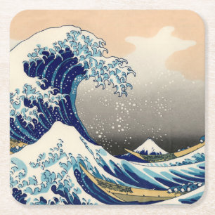 KATSUSHIKA HOKUSAI -神奈川を離れた素晴らしい波 スクエアペーパーコースター