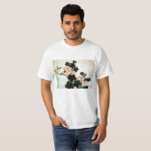Katsushika Hokusai (葛飾北斎) -ハイビスカスおよびすずめ Tシャツ (正面フル)