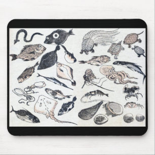 Katsushika Hokusai, 魚づくし マウスパッド