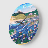Katsushika Hokusai - Fuji from Kanaya on Tokaido ラージ壁時計 (傾斜)
