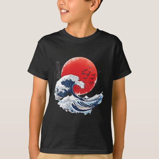 Katsushika Hokusai Japanese Great Wave Men Women K Tシャツ (正面)