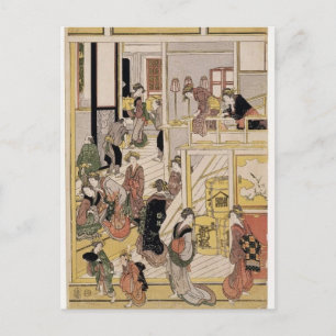 Katsushika Hokusai: New Year's Day,Teahouse Ogi-ya シーズンポストカード