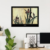 Katsushika Hokusai's Ukiyo-e Woodcut Print: Irises ポスター (ホームオフィス)