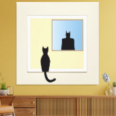 Katt i fönster キャンバスプリント (インサイチュ (リビング))