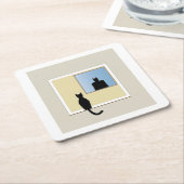 Katt i fönster スクエアペーパーコースター (アングル)