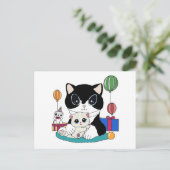 Kattenmoeder en kattenkind vieren feest. Kittycat ポストカード (スタンド正面)