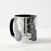 Kätzchen am Fenster Schneeflocken Sternenhimmel マグカップ (正面左)