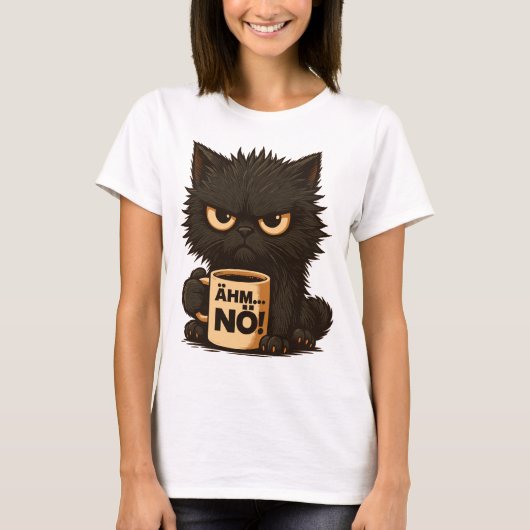 Katze „Ähm Nö“ – Lustiges Katzen-Sarkasmus-Design Tシャツ (正面)