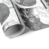 Katze am Fenster mit Schneeflocken Sternenhimmel ラッピングペーパー (ロールコーナー)