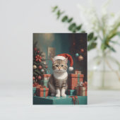 Katze auf dem Weihnachtstisch ポストカード (スタンド正面)