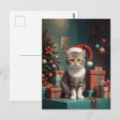Katze auf dem Weihnachtstisch ポストカード (正面/裏面)