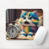 Katze auf Mauspad mit Wecker マウスパッド (マウス)